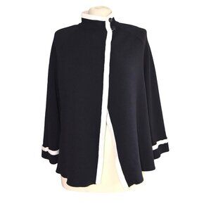 St. John Collection Black White Knit Cape Jacket 8 Classic Vintage Career Chic
